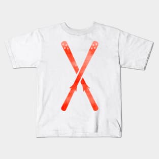 Snow Skis Red Kids T-Shirt